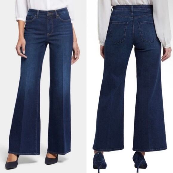 NYDJ Sz 6 Mia Palazzo Jeans in Northbridge Dark Wash Wide Leg High Waist Stretch - Picture 1 of 16